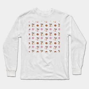 Pug Doughnut Pattern Long Sleeve T-Shirt